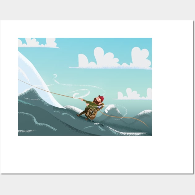 Cartoon Rock Climber Wall Art by nickemporium1